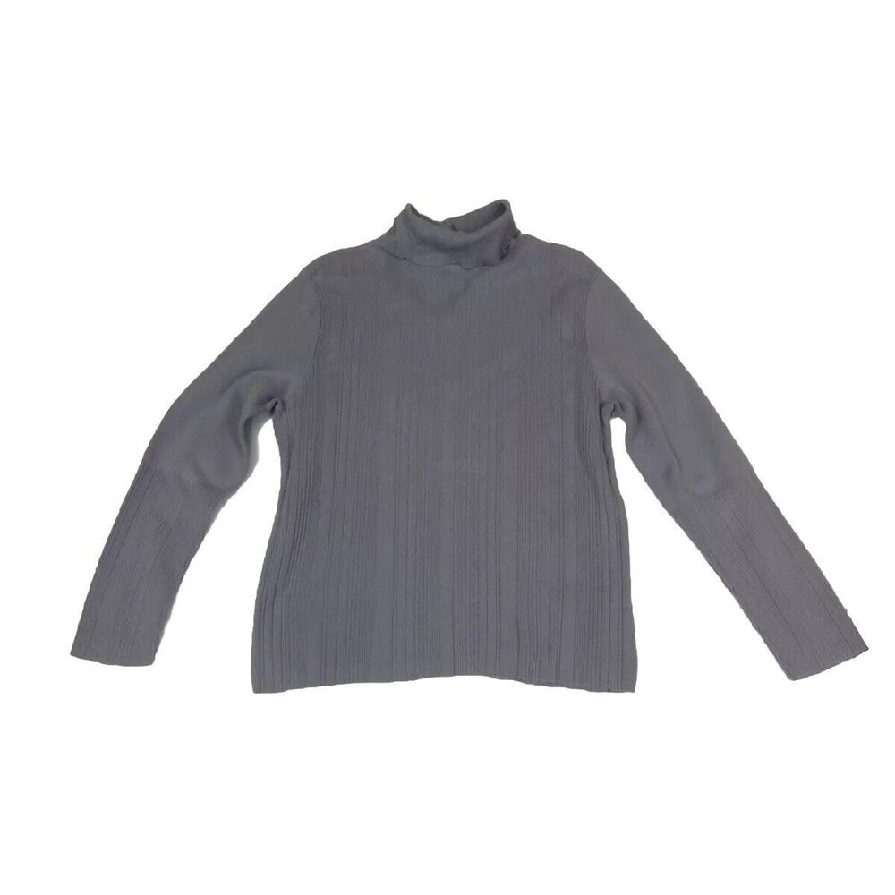 J. Jill Turtleneck Sweater Sz Medium Purple 100% Cotton Ribbed Knit Long Sleeve